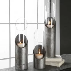 UTTERMOST Accessories KARTER RAW IRON CANDLEHOLDERS | SET OF 3