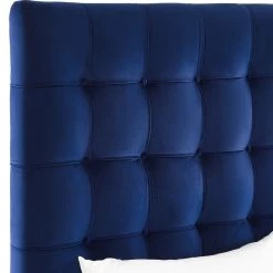 TOV KEANE NAVY VELVET BED Bedroom