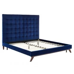 TOV KEANE NAVY VELVET BED Bedroom