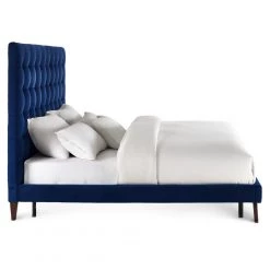 TOV KEANE NAVY VELVET BED Bedroom