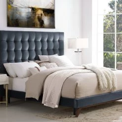 TOV KEANE GRAY VELVET BED Bedroom 8 TOV KEANE GRAY VELVET BED Bedroom