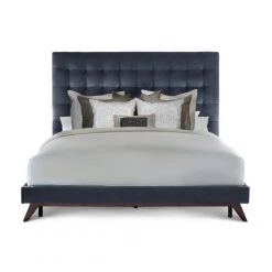 TOV KEANE GRAY VELVET BED Bedroom