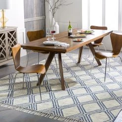 SURYA KELE WOOL + COTTON TEXTURED FLATWEAVE: BLUE Rug