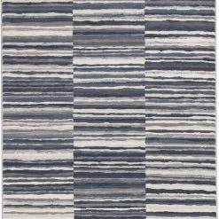 JAIPUR KENITH STRIPED RUG: STEEL, BLUE