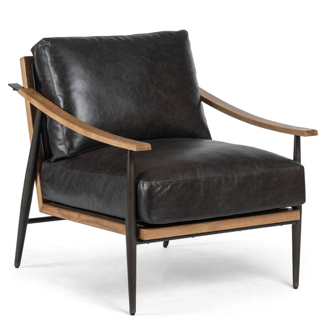 FOUR HANDS KENNEDY ARM CHAIR: SONOMA BLACK LEATHER Furniture 1 FOUR HANDS KENNEDY ARM CHAIR: SONOMA BLACK LEATHER Furniture