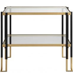 UTTERMOST KENTMORE BLACK + GOLD END TABLE Furniture