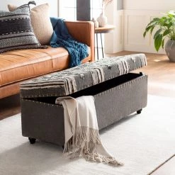 SURYA KHULNA STORAGE BENCH: WASHED BLACK Furniture