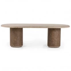 FOUR HANDS KIARA WEATHERED PINE + RATTAN DINING TABLE