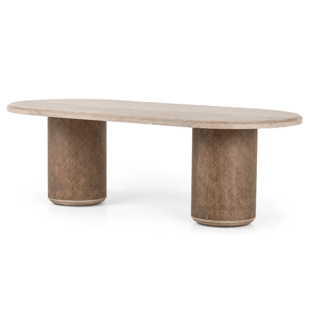 FOUR HANDS KIARA WEATHERED PINE + RATTAN DINING TABLE 3 FOUR HANDS KIARA WEATHERED PINE + RATTAN DINING TABLE