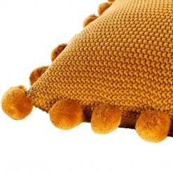 SURYA Pillows + Decor KNITTED COTTON POM PILLOW