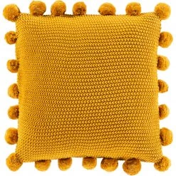 SURYA Pillows + Decor KNITTED COTTON POM PILLOW