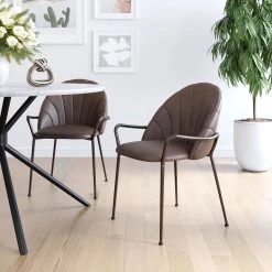 ZUO KURT BROWN LEATHERETTE DINING CHAIR Furniture
