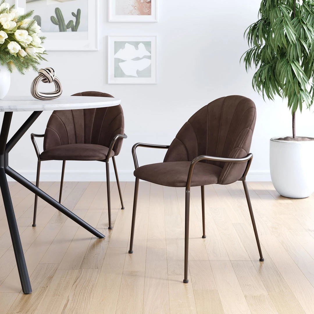 ZUO Furniture KURT BROWN VELVET DINING CHAIR 7 ZUO Furniture KURT BROWN VELVET DINING CHAIR