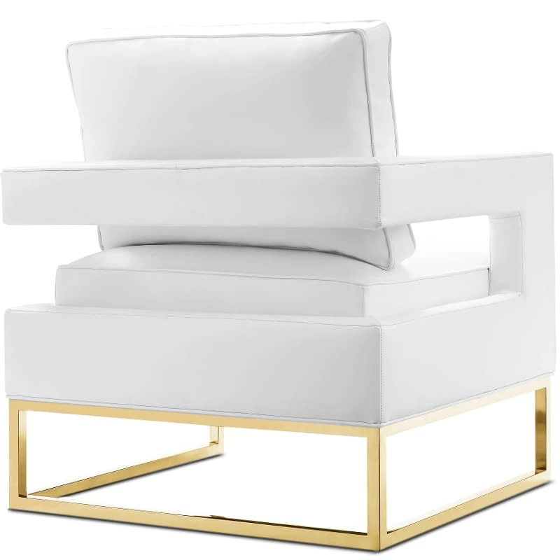 TOV LAURENT WHITE LEATHER ARM CHAIR Living Room 2 TOV LAURENT WHITE LEATHER ARM CHAIR Living Room