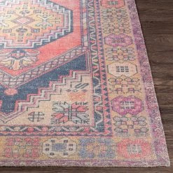 SURYA LEILANI VINTAGE PRINT RUG: MAGENTA, DENIM, YELLOW
