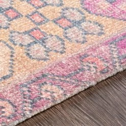 SURYA LEILANI VINTAGE PRINT RUG: MAGENTA, DENIM, YELLOW