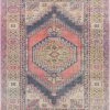 SURYA LEILANI VINTAGE PRINT RUG: MAGENTA, DENIM, YELLOW