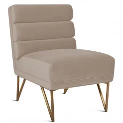 TOV LEONIE ARMLESS ACCENT CHAIR: CREAM VELVET Living Room