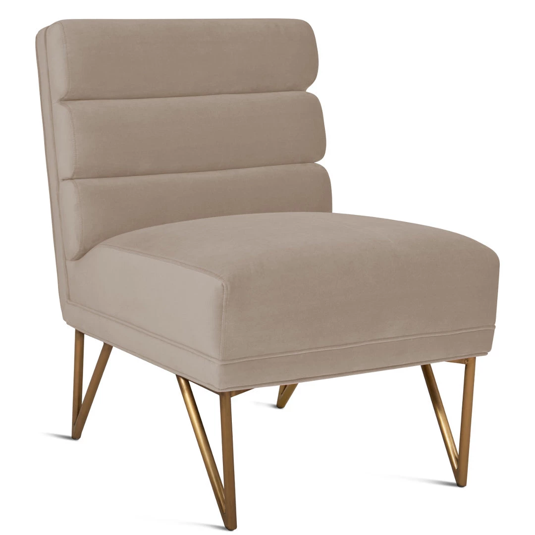 TOV LEONIE ARMLESS ACCENT CHAIR: CREAM VELVET Living Room 2 TOV LEONIE ARMLESS ACCENT CHAIR: CREAM VELVET Living Room