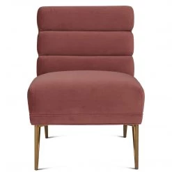 TOV LEONIE ARMLESS ACCENT CHAIR: SALMON VELVET Living Room