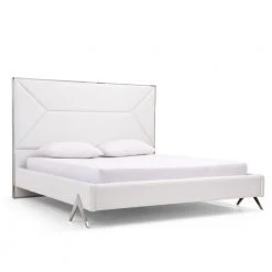 VIG LEXI WHITE LEATHERETTE PLATFORM BED Furniture