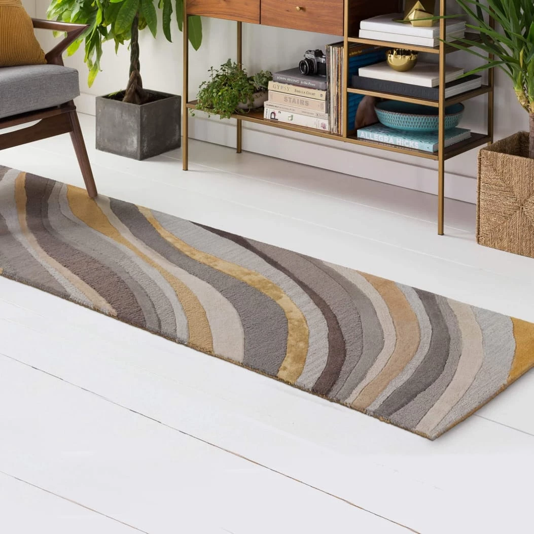 SURYA WAVES WOOL + VISCOSE RUG: GOLD, GRAY 5 SURYA WAVES WOOL + VISCOSE RUG: GOLD, GRAY