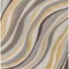 SURYA WAVES WOOL + VISCOSE RUG: GOLD, GRAY