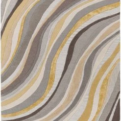 SURYA WAVES WOOL + VISCOSE RUG: GOLD, GRAY