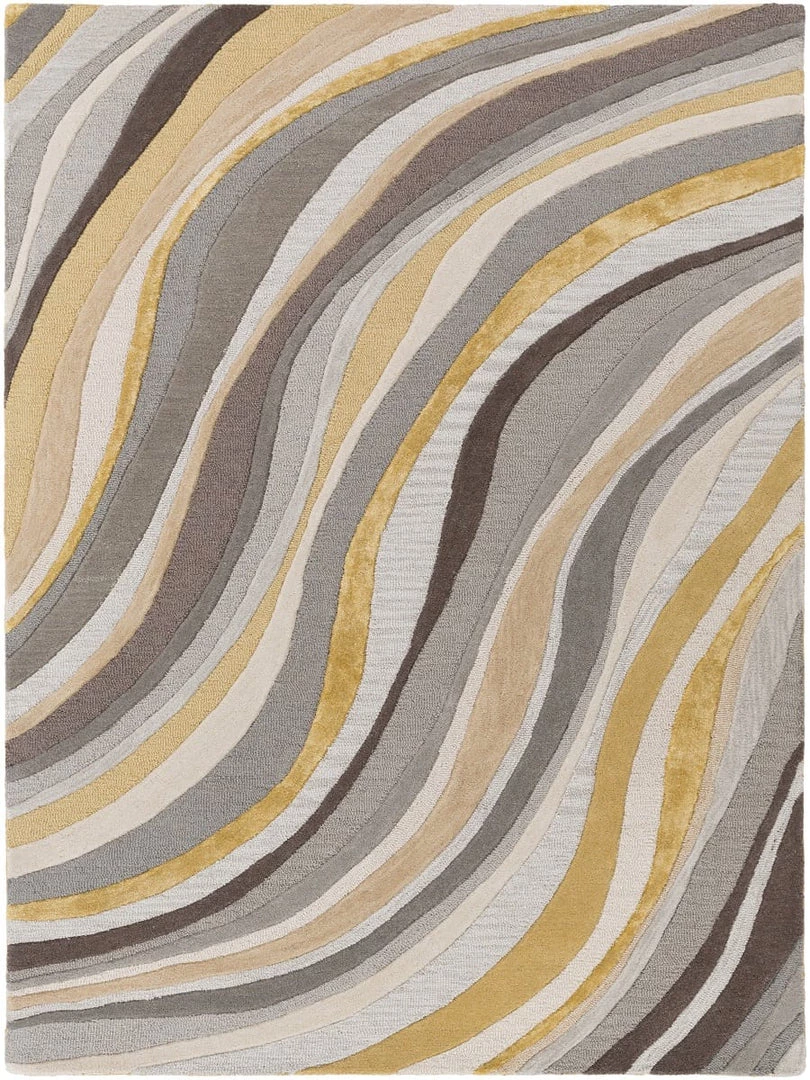 SURYA WAVES WOOL + VISCOSE RUG: GOLD, GRAY 1 SURYA WAVES WOOL + VISCOSE RUG: GOLD, GRAY