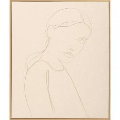 MOES Wall Art "LINE PORTRAIT" GOLD FRAMED NATURAL CANVAS ART