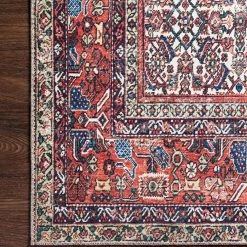 LOLOI LINLEY VINTAGE PRINT FLAT RUG: IVORY, BRICK