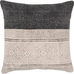 SURYA JOJO WASHED BLACK BLOCK PRINT PILLOW Pillows + Decor