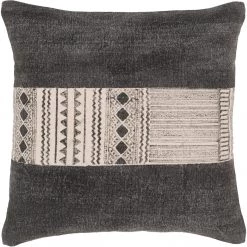 SURYA JOJO WASHED BLACK BLOCK PRINT PILLOW Pillows + Decor