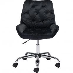 ZUO LOFT PLUSH TUFTED VELVET OFFICE CHAIR: BLACK