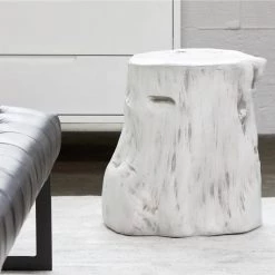 MOES LOG STOOL: ANTIQUE WHITE Living Room