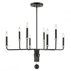 UTTERMOST LOREN MATTE BLACK WITH WHITE MARBLE CHANDELIER