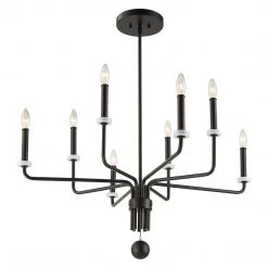 UTTERMOST LOREN MATTE BLACK WITH WHITE MARBLE CHANDELIER