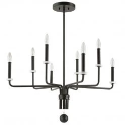 UTTERMOST LOREN MATTE BLACK WITH WHITE MARBLE CHANDELIER