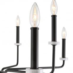 UTTERMOST LOREN MATTE BLACK WITH WHITE MARBLE CHANDELIER