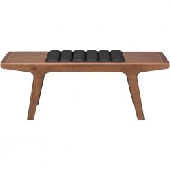 NUEVO Living Room LUCIEN WALNUT RIBBED BENCH: BLACK