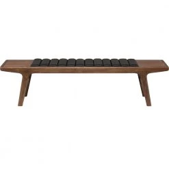 NUEVO Living Room LUCIEN WALNUT RIBBED BENCH: BLACK