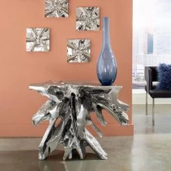 PHILLIPS COLLECTION LUXE SILVER LEAF FREEFORM ROOT CONSOLE