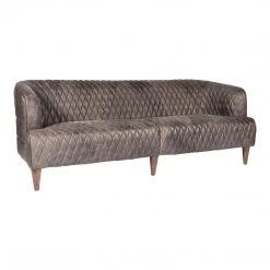 MOES MAGDELAN DIAMOND TUFTED LEATHER SOFA: NIMBUS BLACK