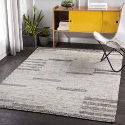 SURYA MAJI WOOL + VISCOSE FLAT RUG: ASH GREY
