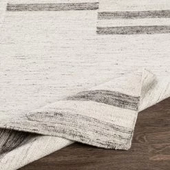 SURYA MAJI WOOL + VISCOSE FLAT RUG: IVORY, ASH