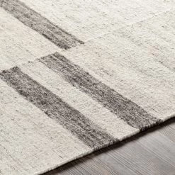 SURYA MAJI WOOL + VISCOSE FLAT RUG: IVORY, ASH
