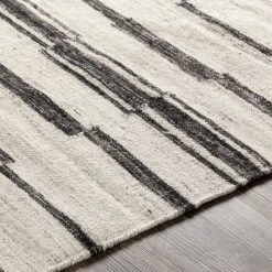 SURYA MAKI WOOL + VISCOSE FLAT RUG: NATURAL, BLACK