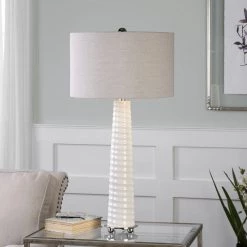 UTTERMOST Lighting MALONE GLOSS WHITE GLASS LAMP