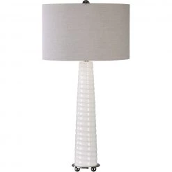 UTTERMOST Lighting MALONE GLOSS WHITE GLASS LAMP