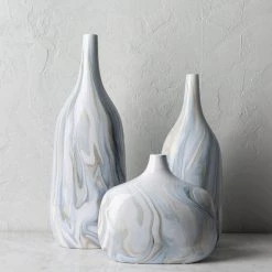 SURYA MARBLED CERAMIC VASES | SET OF 3